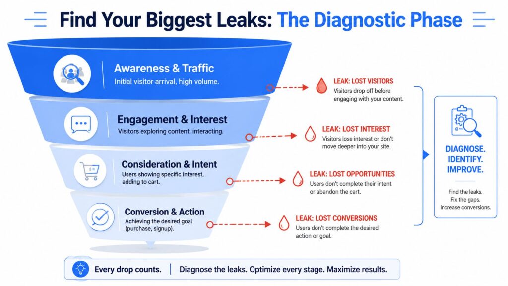 Improve Conversion Rates Funnel Diagram